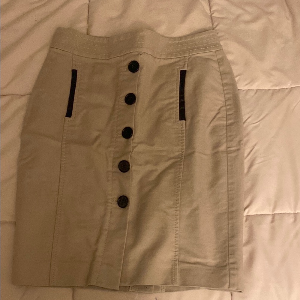 Beige Button-Front Skirt